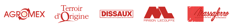 Logos des entreprises partenaires : Agromex, Terroir d'Origine, Dissaux, Maison Lecouffe et Massaferro