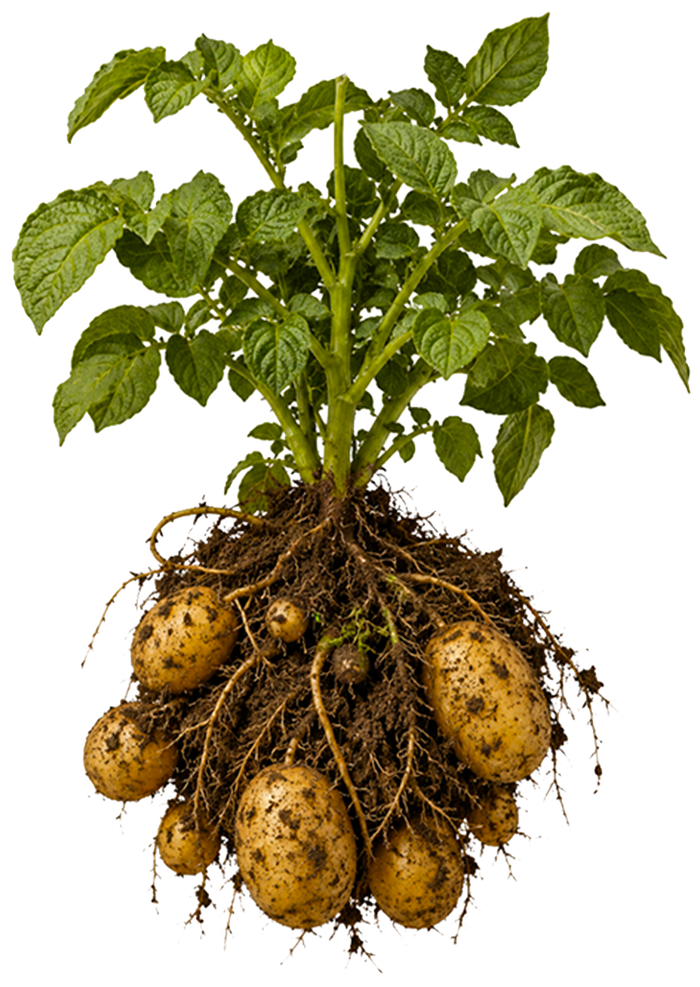 Plant de pomme de terre avec racines